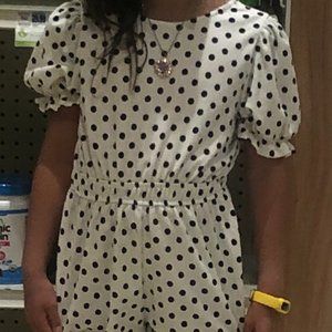 Zara Girls jumpsuit - size 8 - blue polka dots